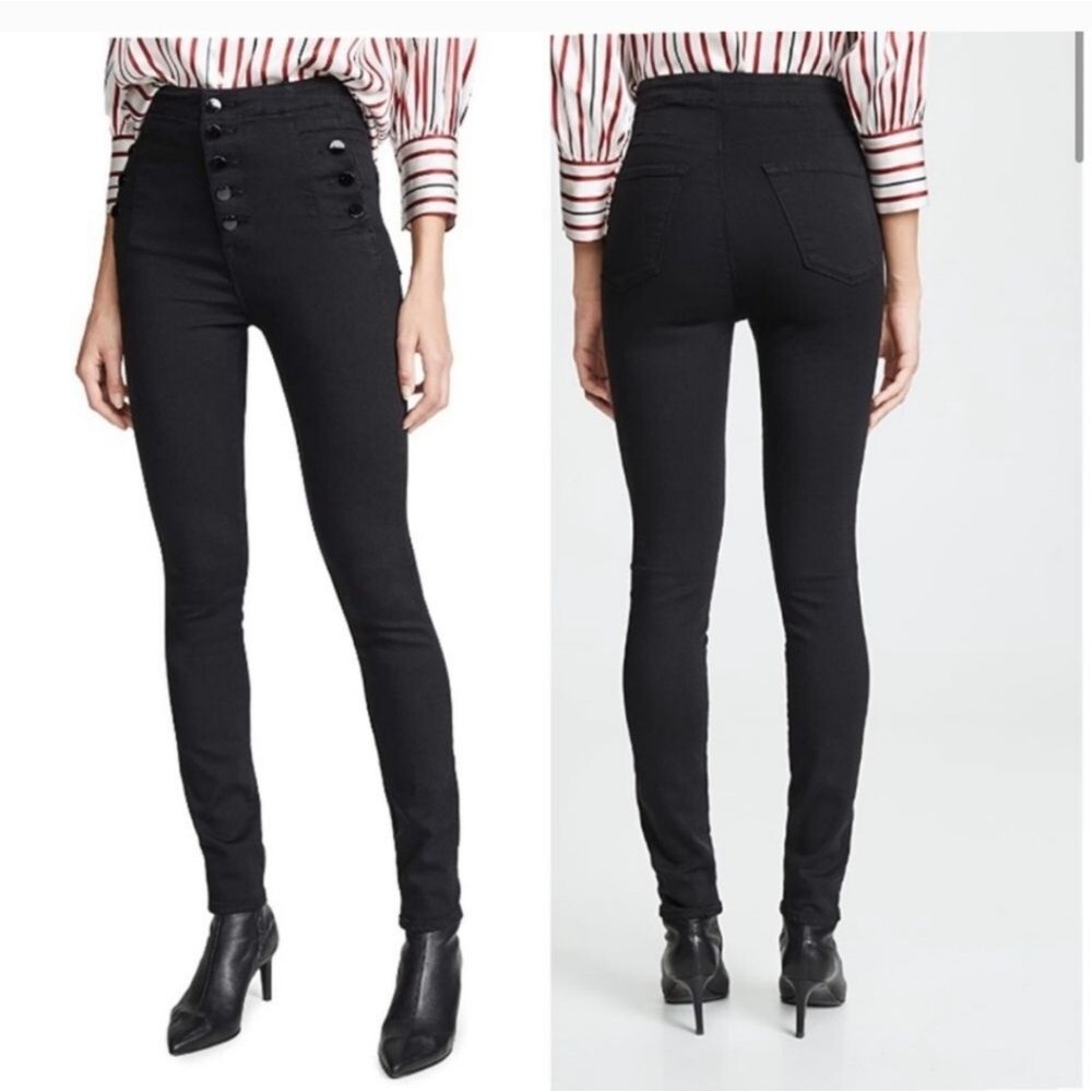 J Brand Natasha Sky Skinny High Rise Jeans in Seriously Black